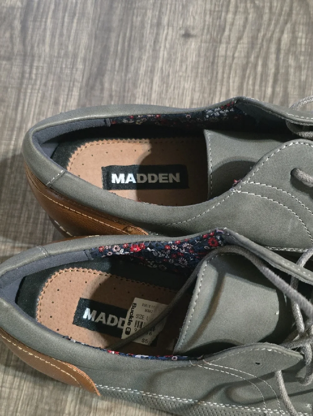 BB Dakota by Steve Madden Men's Gray Perforated Derby Oxfords